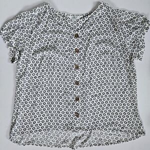 Market and Spruce Zoa button down short sleeve floral printed top sz 1X